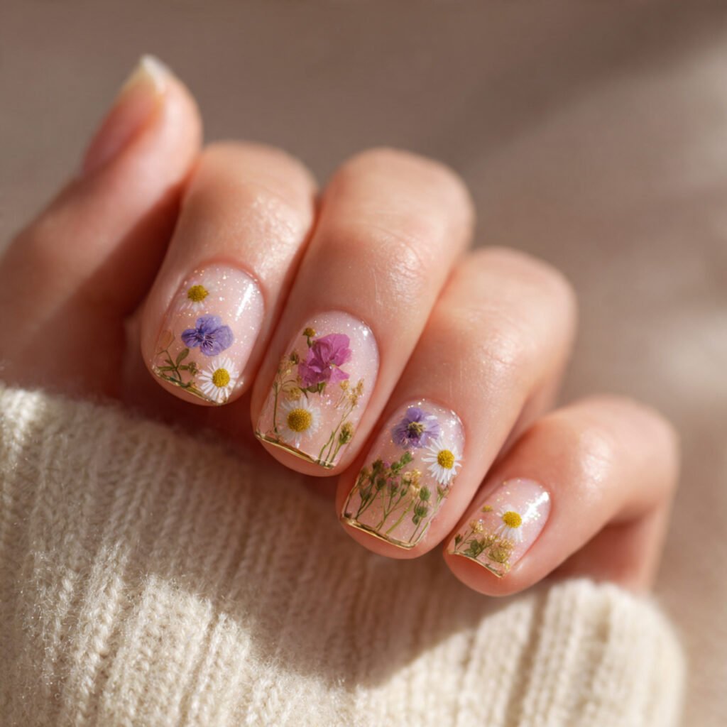 28 Stunning Easter Nail Ideas Pastel Designs You Need to Try Right Now 22 Pastel Pressed Flower Nail Ideas