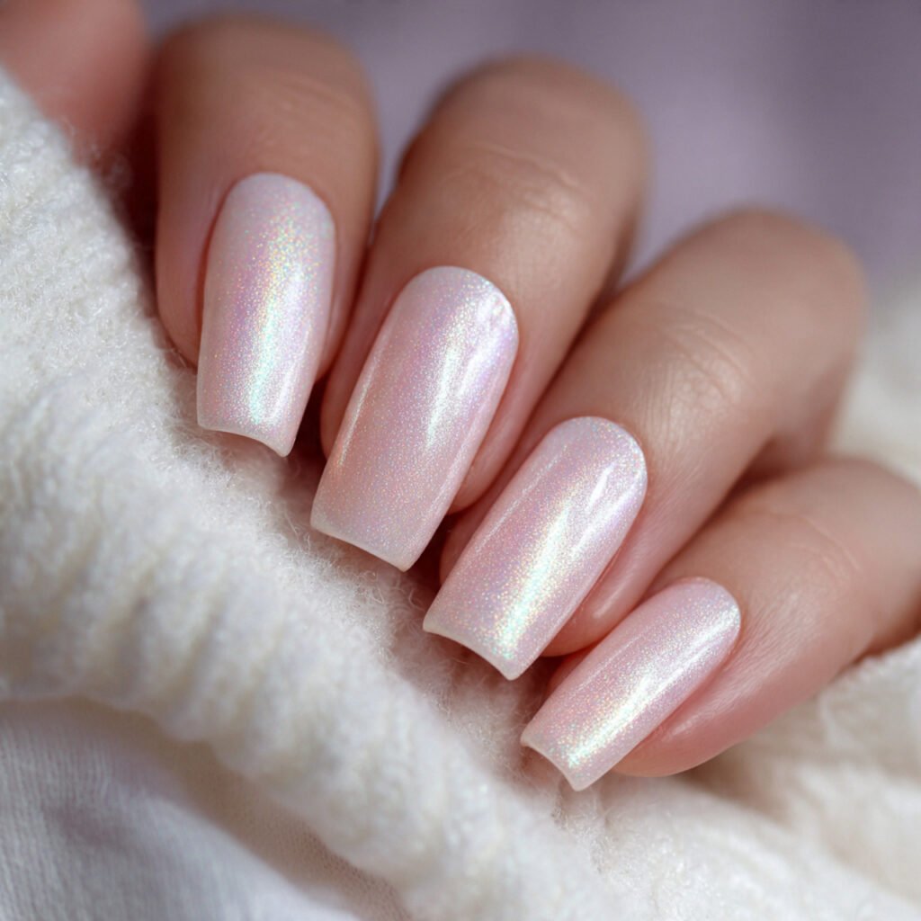 23 Square Nail Ideas You’ll Want to Copy This Season 19 Pearl shimmer glow look