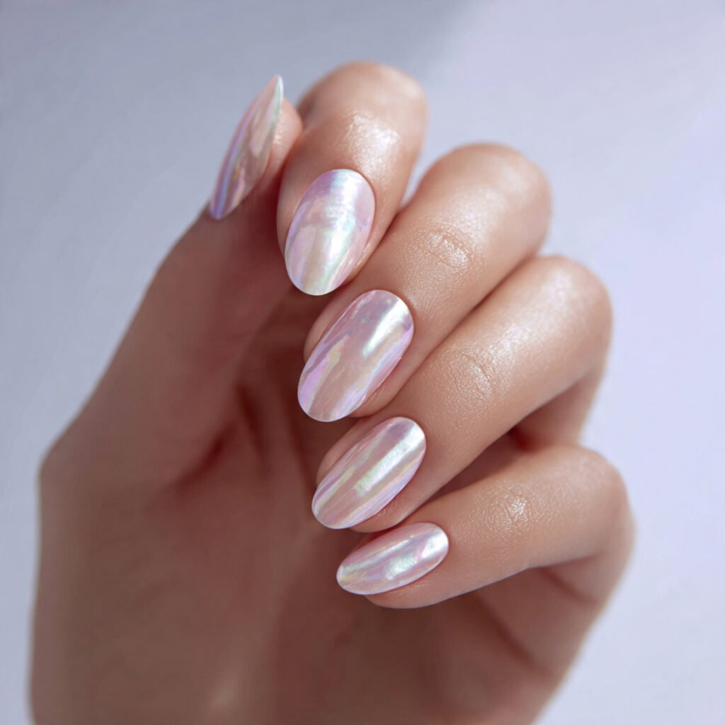 28 Top beach nail ideas: Stunning Designs for Summer 2026 13 Pearlescent Oyster Shell Ideas