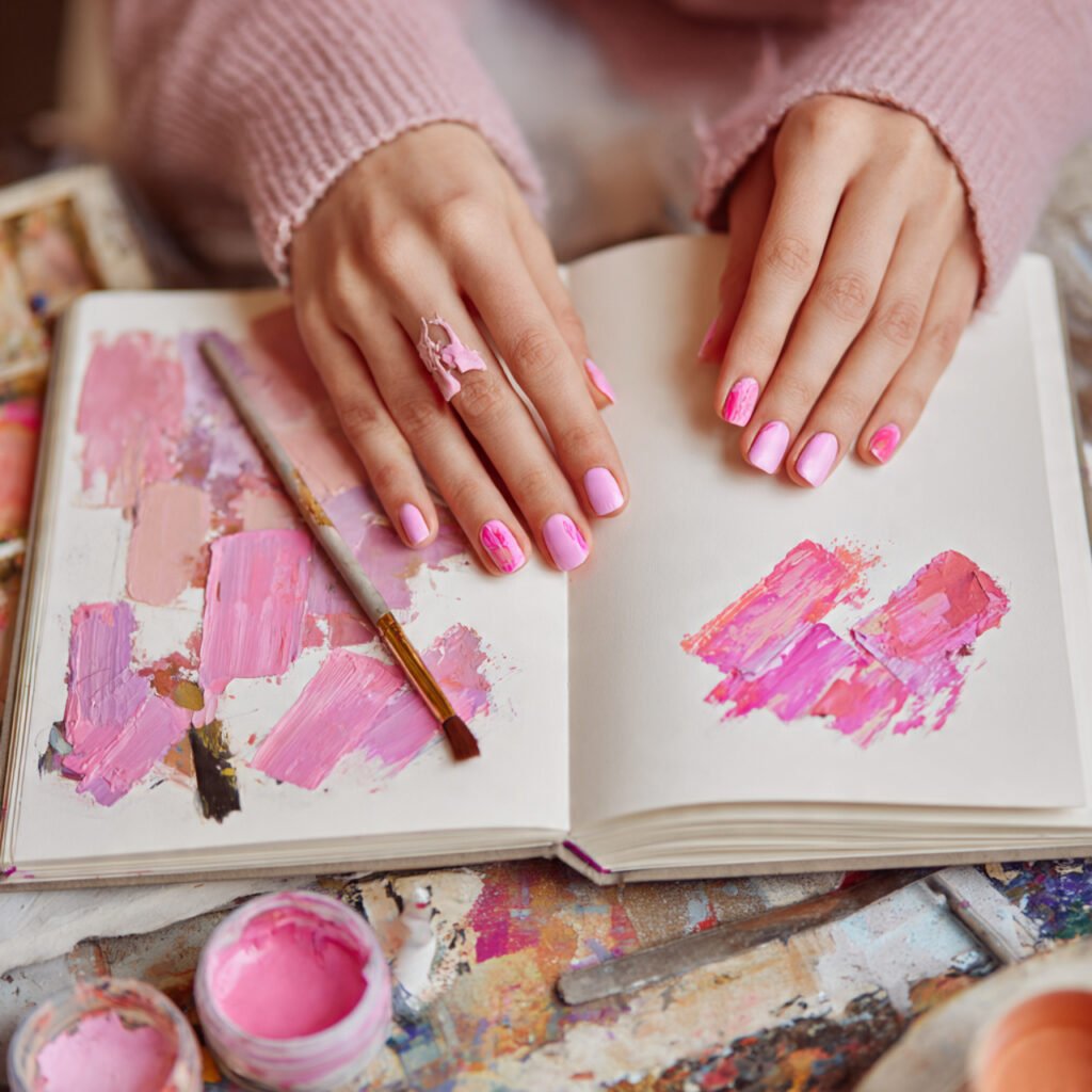 Pink Abstract Easter Nail Ideas