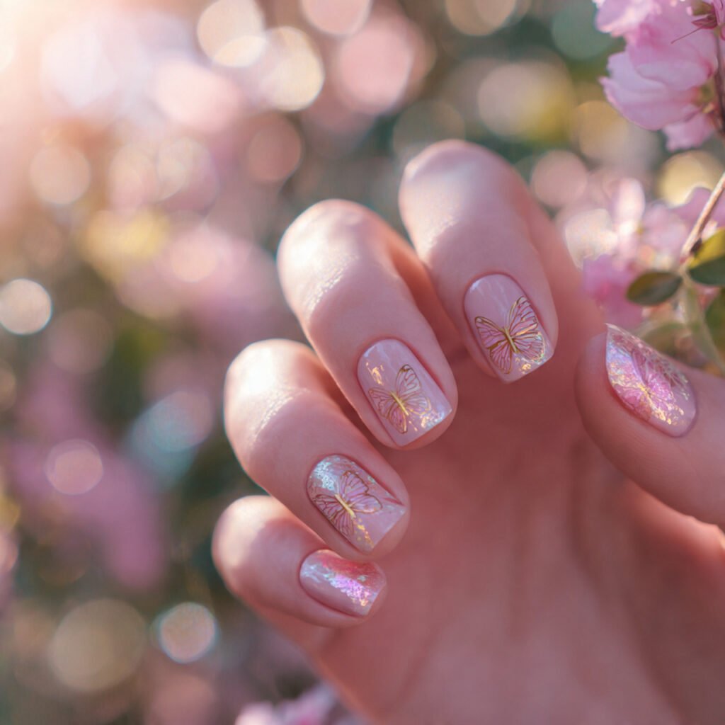 Pink Butterfly Nail Ideas for Spring