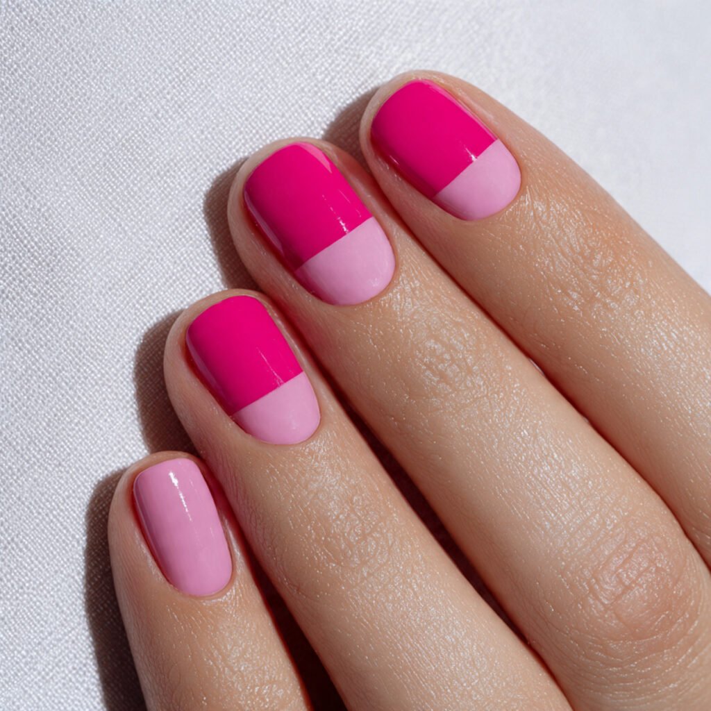 Pink Color Block Easter Nail Ideas