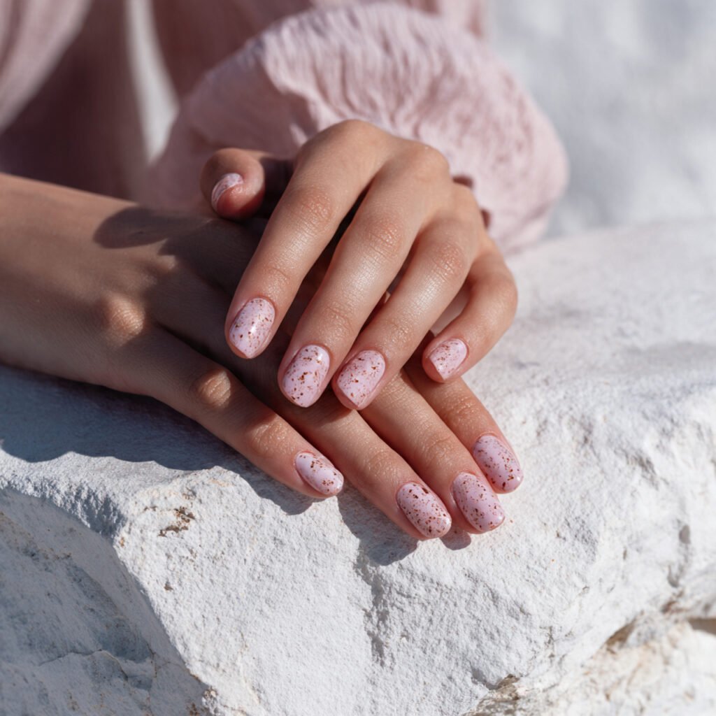 Pink Speckled Easter Nail Ideas