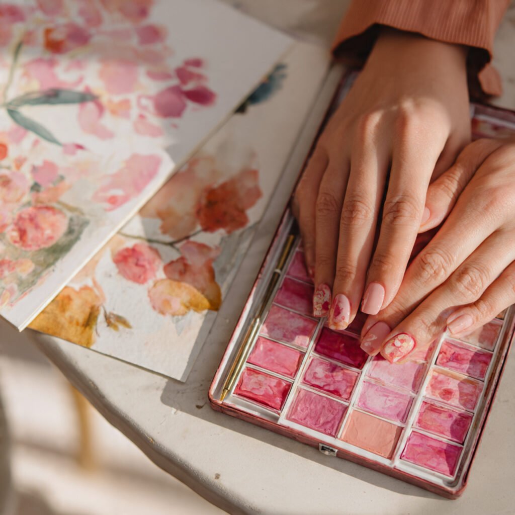 Pink Watercolor Easter Nail Ideas