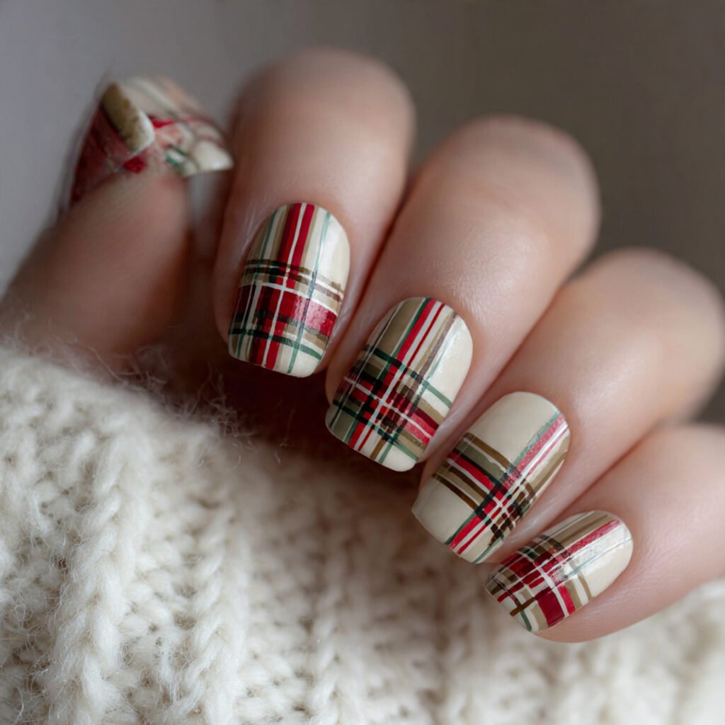 27 Holiday Nail Ideas That Will Make Your Festive Season Shine 8 Plaid Tartan Nail Ideas