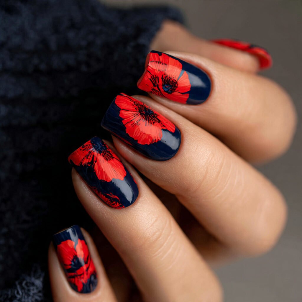 25 Spring Nails 2026 Ideas Flowers From Daisies to Dark Florals 10 Poppy Nail Ideas for Spring 2026