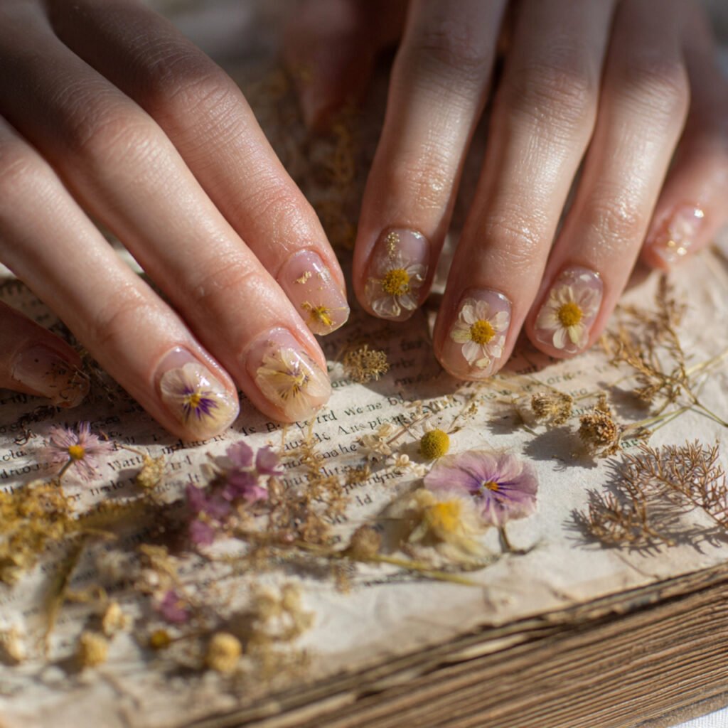 26 Nail Trends 2026: The Freshest Styles Changing the Game This Year 20 Pressed Botanical Nail Ideas 2026