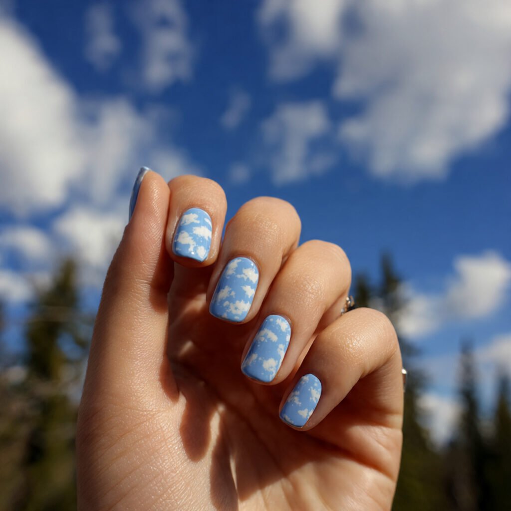 29Trending Blue Spring Nails Ideas for a Chic and Airy Style 17 Airy Blue Cloud Patterns