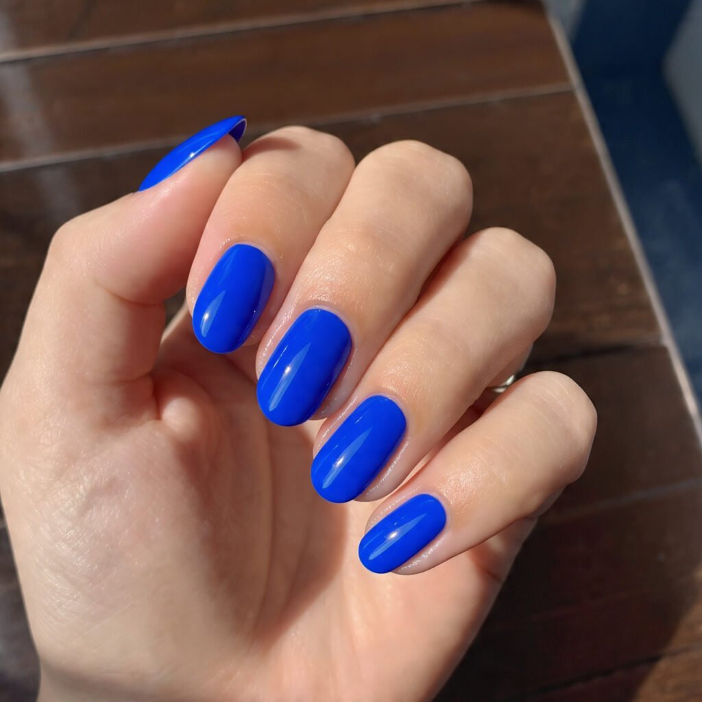 29Trending Blue Spring Nails Ideas for a Chic and Airy Style 18 Glossy Cobalt Blue Solids