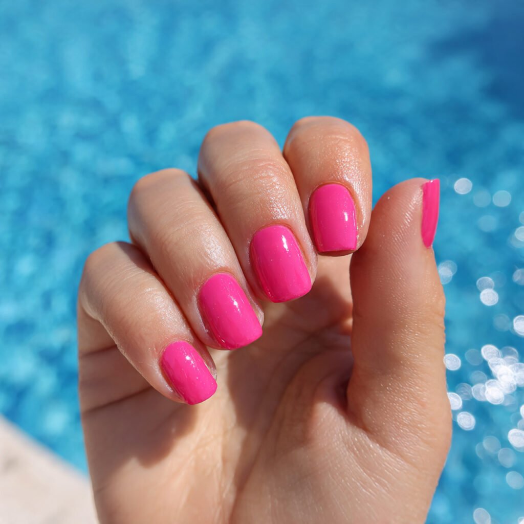 29 Fresh Pink Spring Nails Ideas to Refresh Your Look in 2026 19 Glossy Flamingo Pink Solids