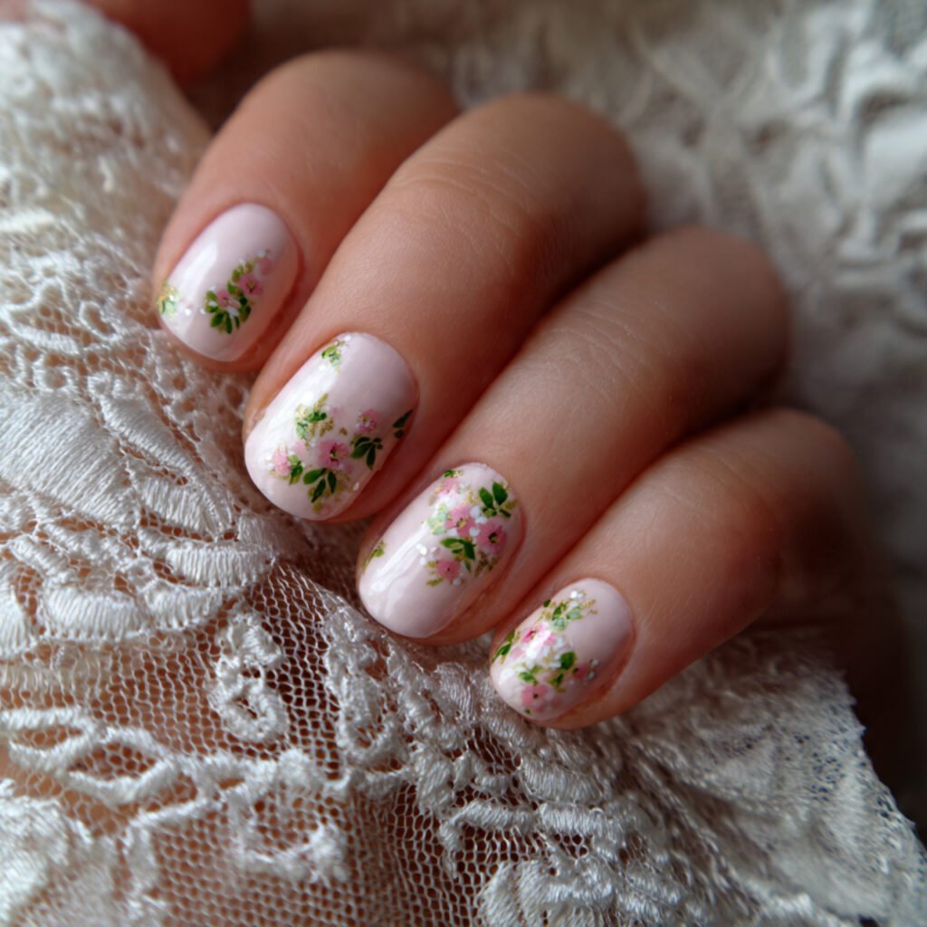 29 Fresh Pink Spring Nails Ideas to Refresh Your Look in 2026 21 Soft Blush Micro Florals