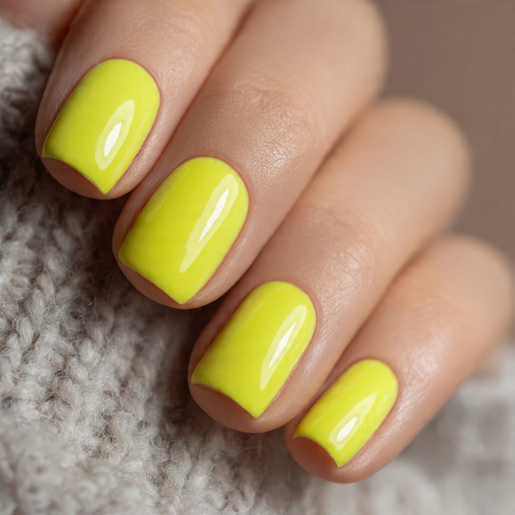30 Fresh Bright Spring Nails Ideas to Try for a Vibrant Look 2 Neon Lemon Zest Polish