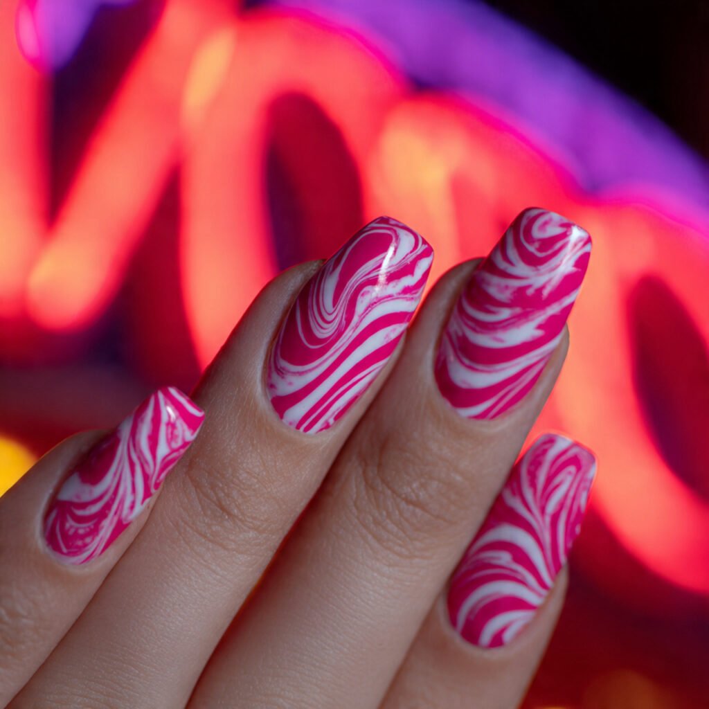 29 Fresh Pink Spring Nails Ideas to Refresh Your Look in 2026 26 Sweet Taffy Pink Swirls