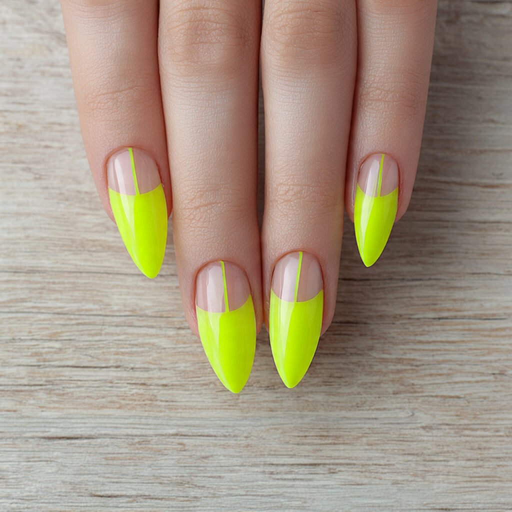 30 Fresh Bright Spring Nails Ideas to Try for a Vibrant Look 21 Neon Chartreuse Minimalist Lines