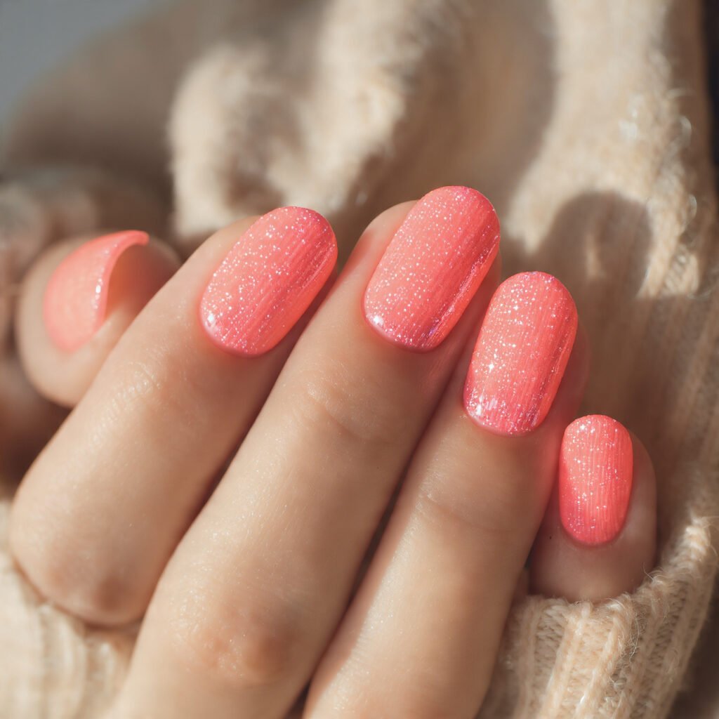 30 Fresh Bright Spring Nails Ideas to Try for a Vibrant Look 11 Fluorescent Peach Velvet Texture