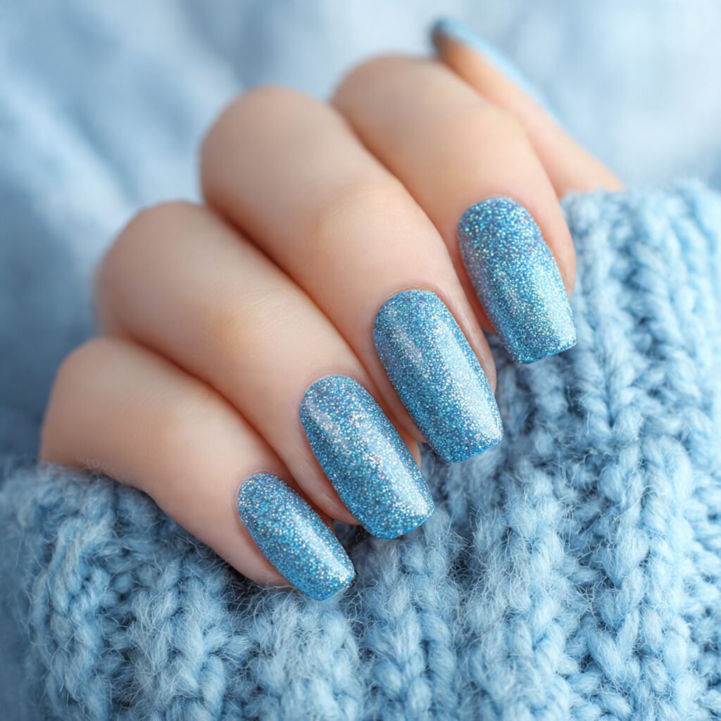 29Trending Blue Spring Nails Ideas for a Chic and Airy Style 12 Frozen Blue Velvet Finish