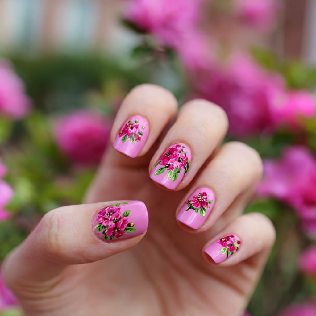 30 Fresh Bright Spring Nails Ideas to Try for a Vibrant Look 22 Vibrant Fuchsia Floral Blossoms