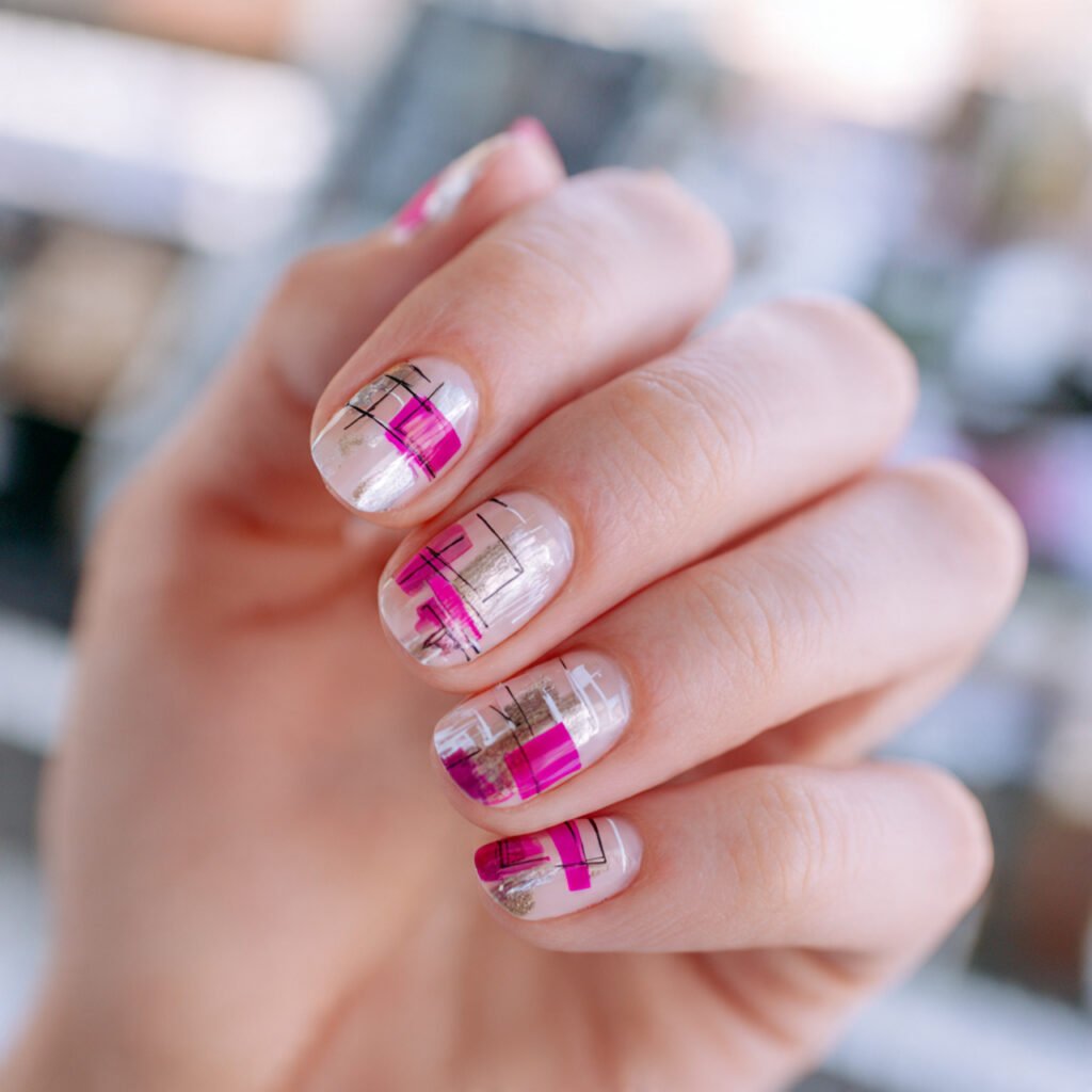 29 Fresh Pink Spring Nails Ideas to Refresh Your Look in 2026 12 Hot Pink Abstract Linework