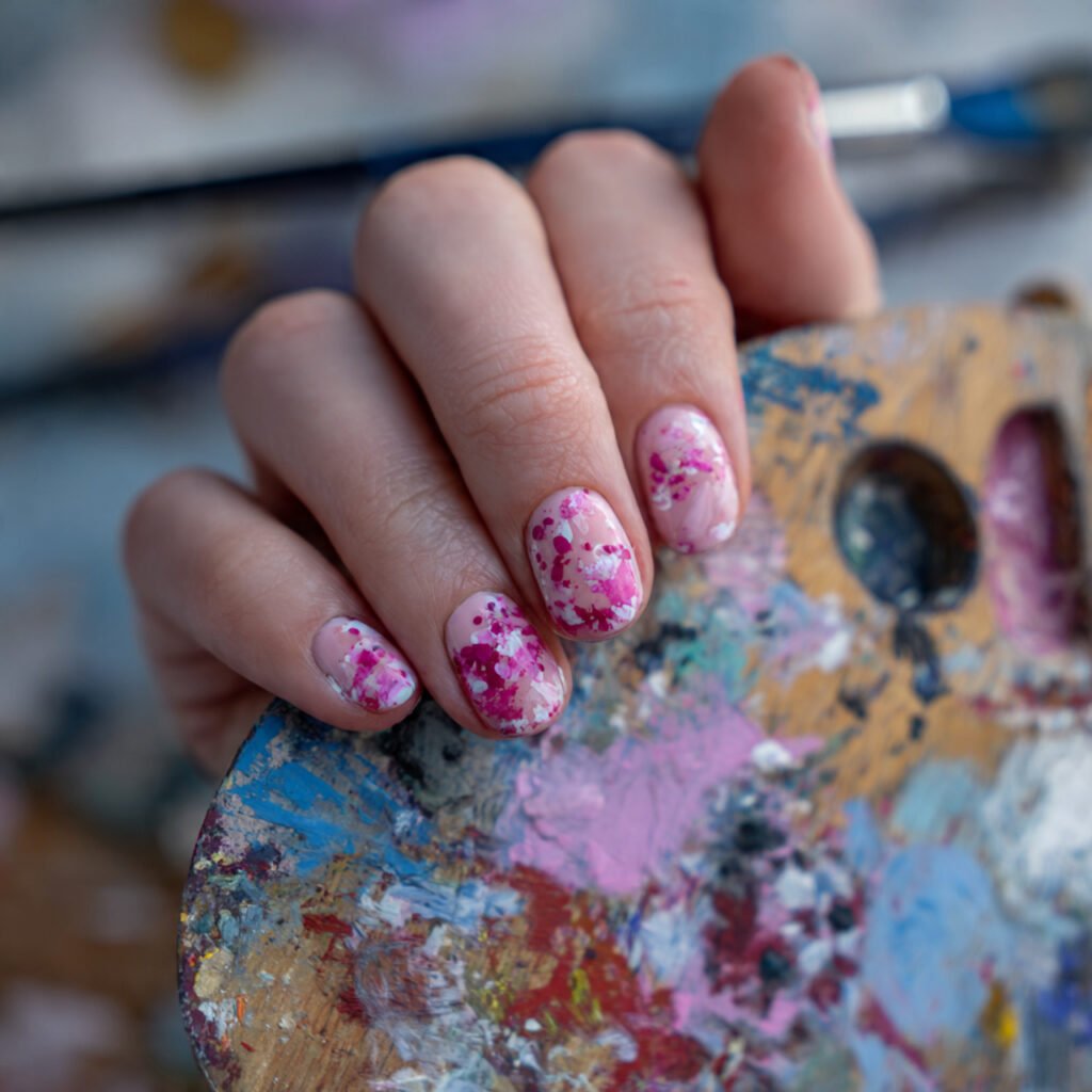 29 Fresh Pink Spring Nails Ideas to Refresh Your Look in 2026 27 Light Carnation Pink Splatter