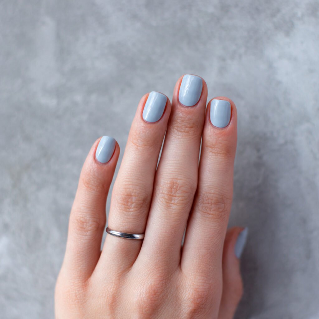 29Trending Blue Spring Nails Ideas for a Chic and Airy Style 4 Matte Baby Blue Minimalism