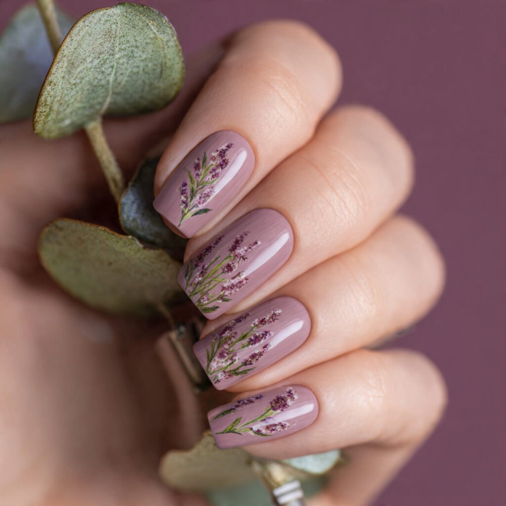 29 Fresh Pink Spring Nails Ideas to Refresh Your Look in 2026 18 Muted Mauve Spring Garden