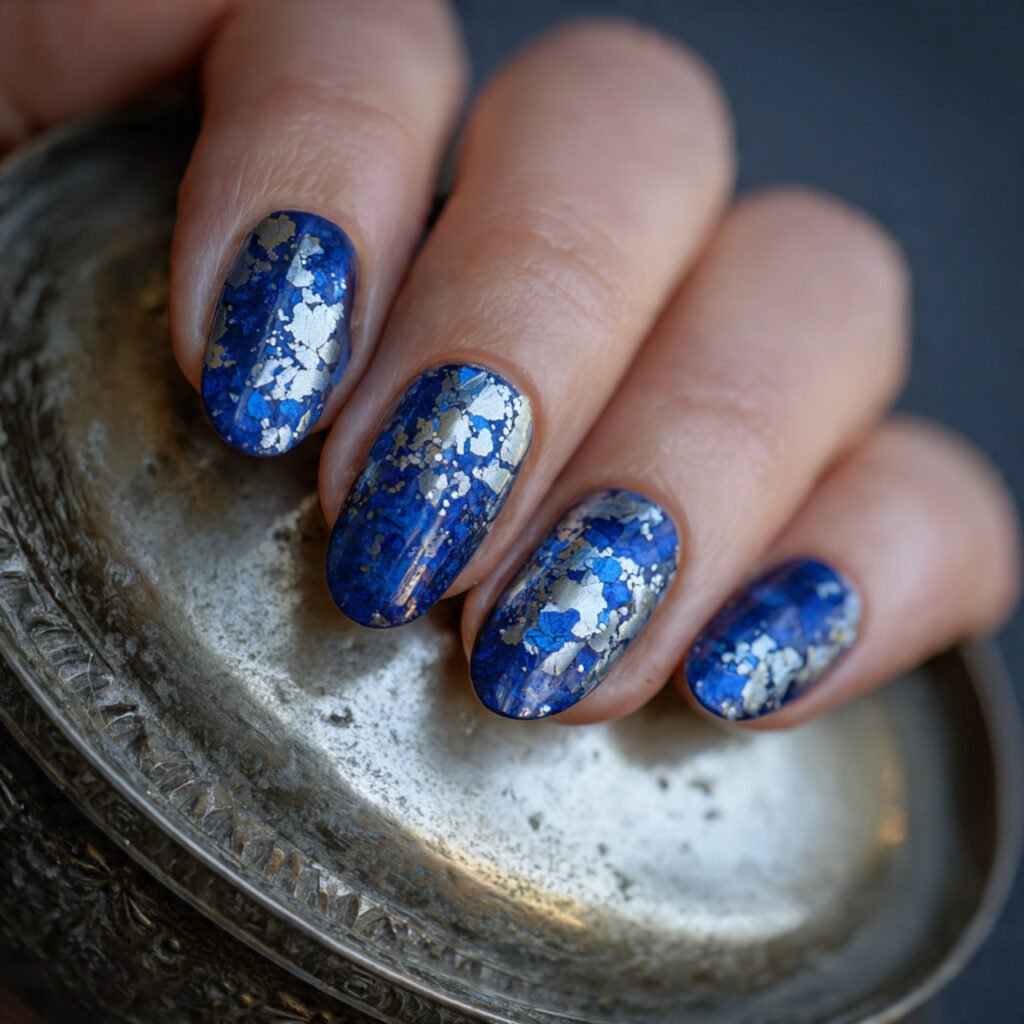 30 Fresh Bright Spring Nails Ideas to Try for a Vibrant Look 25 Intense Periwinkle Blue Foil