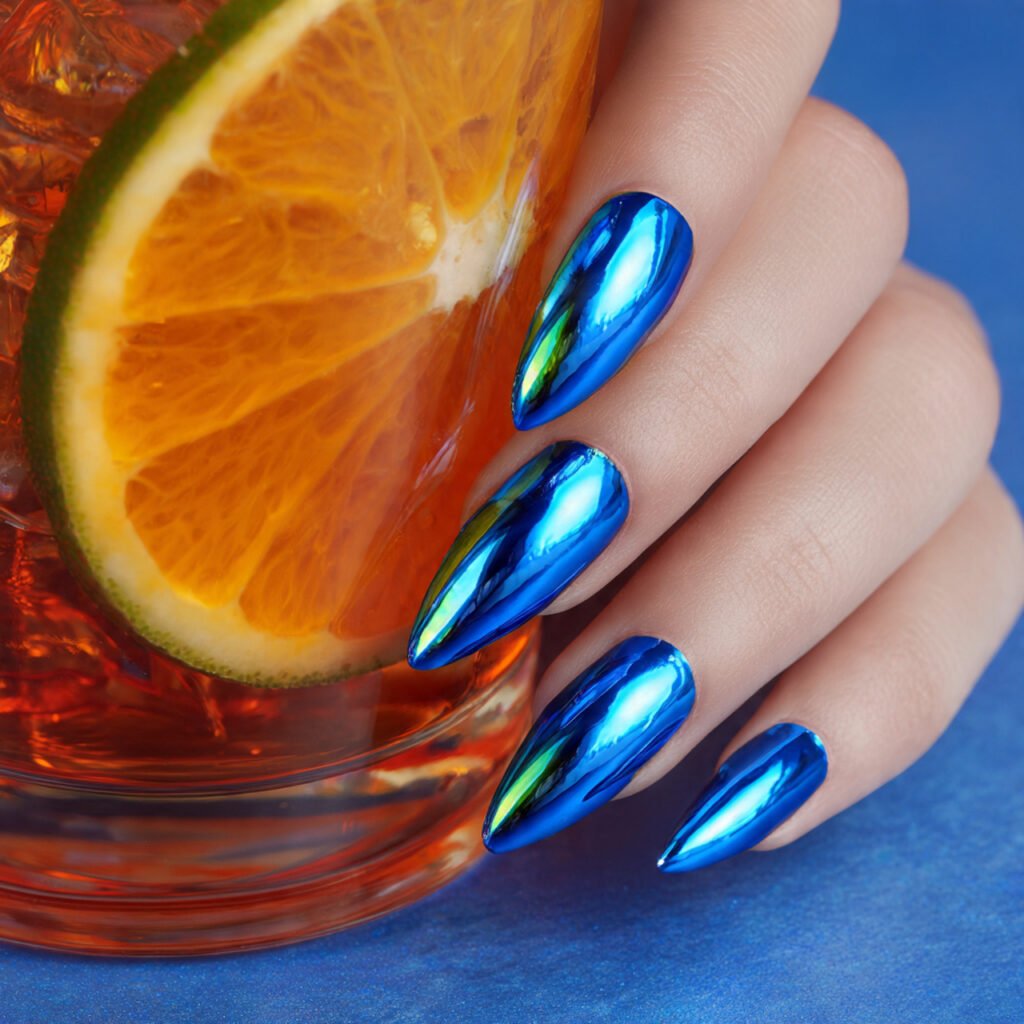 29Trending Blue Spring Nails Ideas for a Chic and Airy Style 13 Arctic Blue Chrome Shine