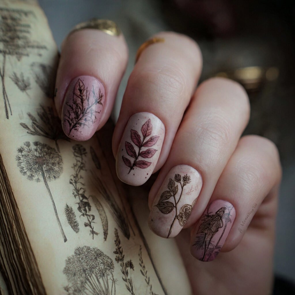 29 Fresh Pink Spring Nails Ideas to Refresh Your Look in 2026 24 Dusty Rose Botanical Illustrations