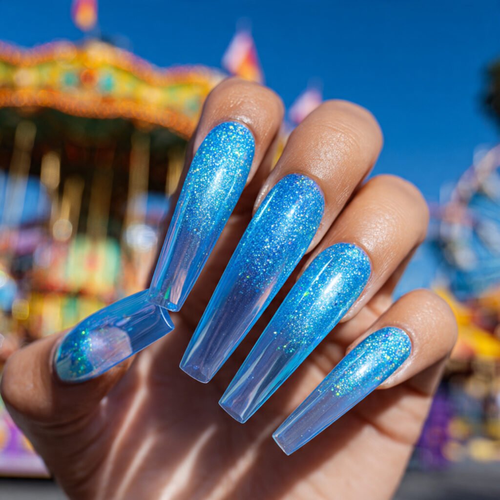 29Trending Blue Spring Nails Ideas for a Chic and Airy Style 22 Translucent Jelly Blue Layers