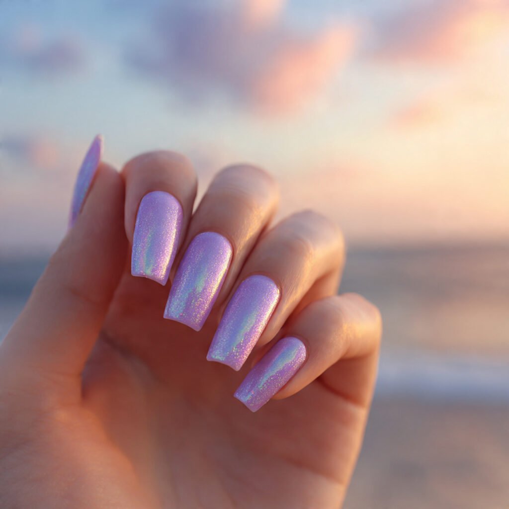 30 Fresh Bright Spring Nails Ideas to Try for a Vibrant Look 29 Electric Violet Pearlescent Glow
