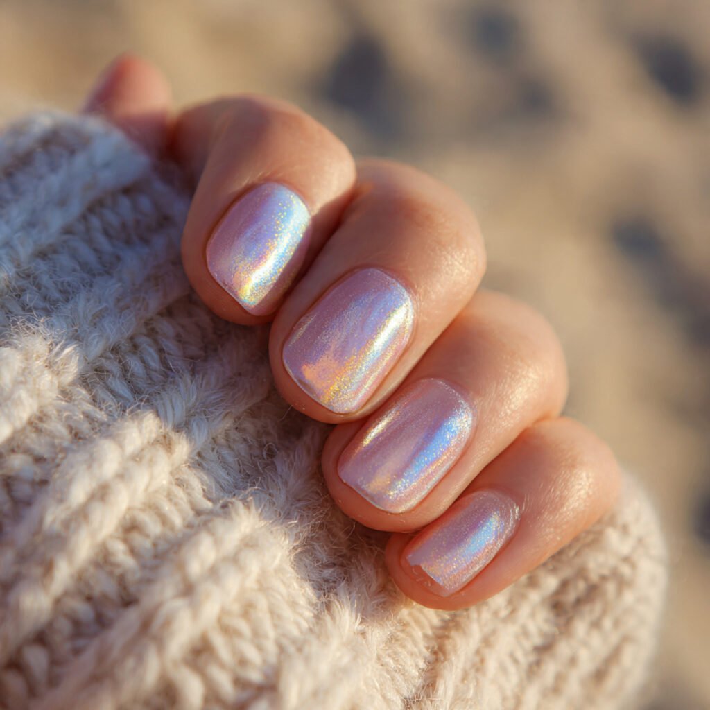 29 Fresh Pink Spring Nails Ideas to Refresh Your Look in 2026 8 Iridescent Shell Pink Glow