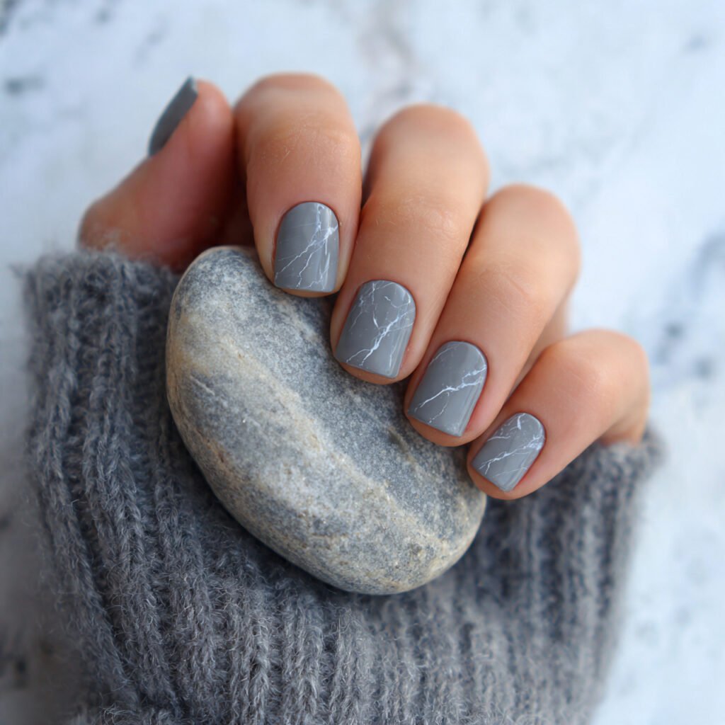 27 Best Easter Nail Ideas Short Square Designs for Spring 2026 20 Soft Grey Stone Texture