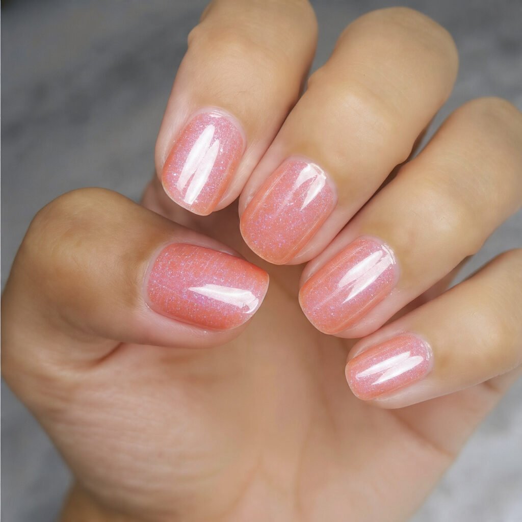 27 Best Easter Nail Ideas Short Square Designs for Spring 2026 27 Creamy Apricot Velvet Finish