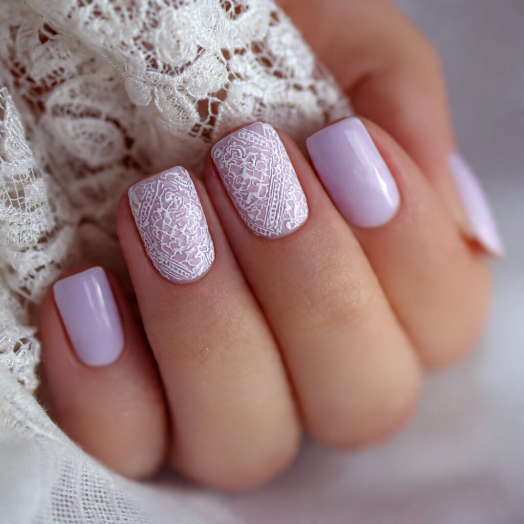 27 Best Easter Nail Ideas Short Square Designs for Spring 2026 21 Lavender and Lace Aesthetic