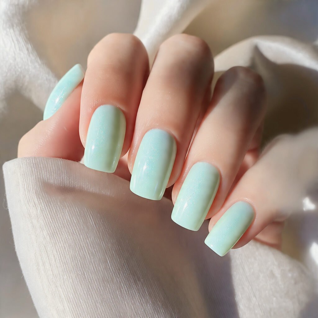 27 Best Easter Nail Ideas Short Square Designs for Spring 2026 4 Soft Mint Glaze Look