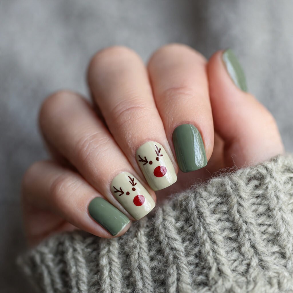 27 Holiday Nail Ideas That Will Make Your Festive Season Shine 6 Reindeer Nail Art Ideas