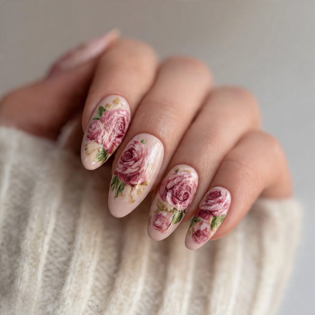 25 Spring Nails 2026 Ideas Flowers From Daisies to Dark Florals 3 Rose Nail Ideas for Spring 2026