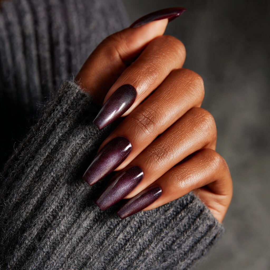 29 Fall Nail Ideas for Black Women From Burgundy to Gold Chrome 28 Smoked Plum Nail Ideas