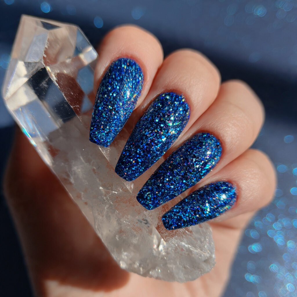 28 Top beach nail ideas: Stunning Designs for Summer 2026 18 Sparkly Blue Grotto Ideas