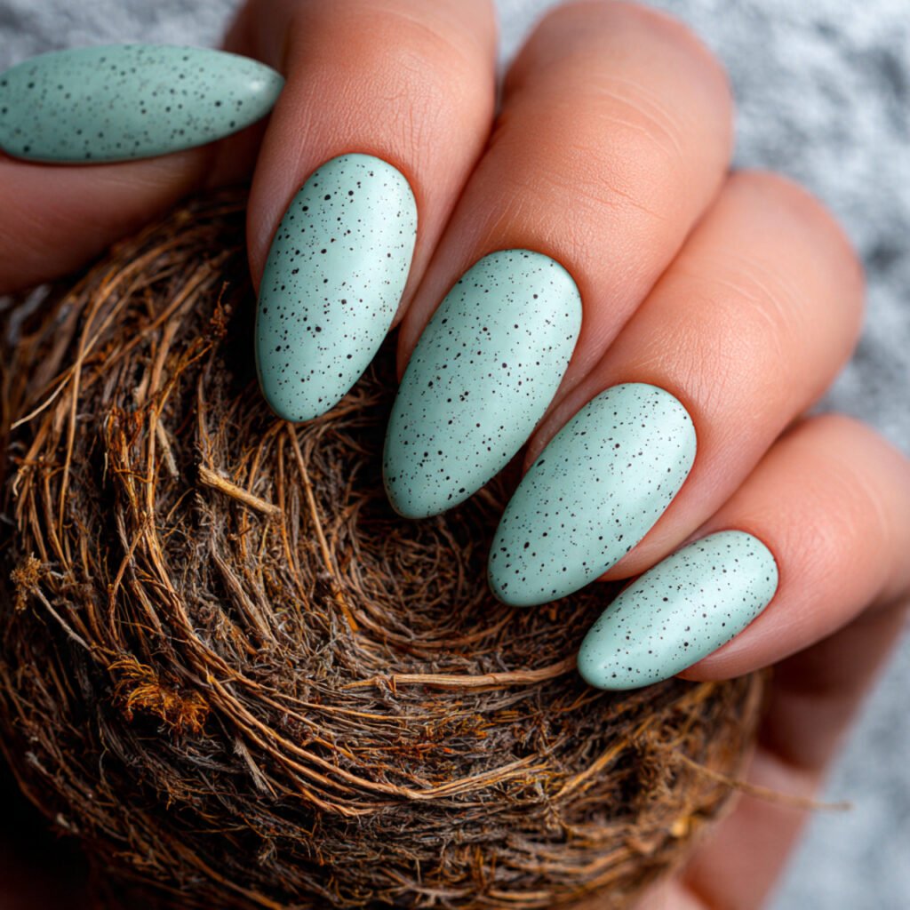 29 Best Easter Nail Ideas for a Fresh Spring Look 3 Speckled egg pattern