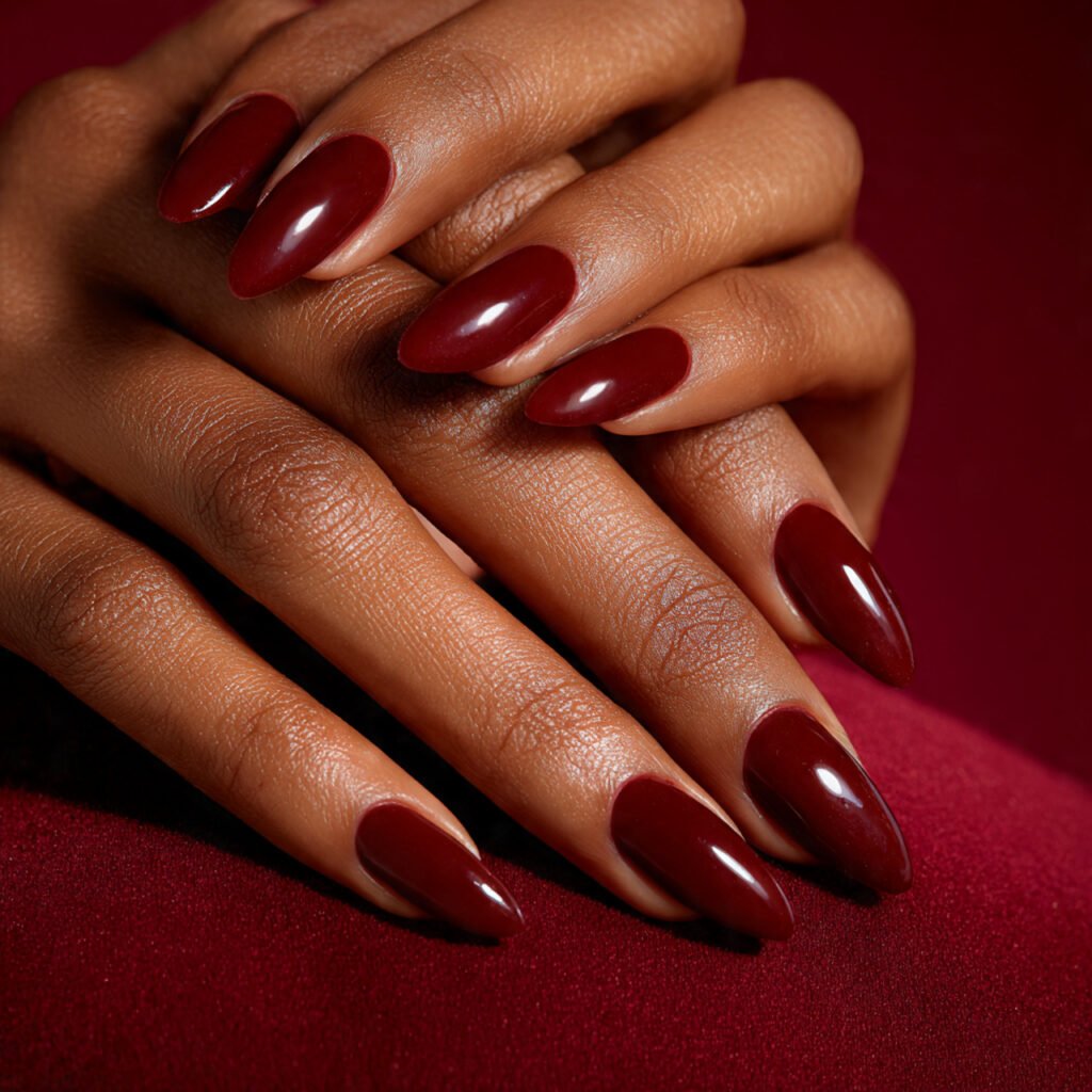 29 Fall Nail Ideas for Black Women From Burgundy to Gold Chrome 16 Spiced Red Nail Ideas