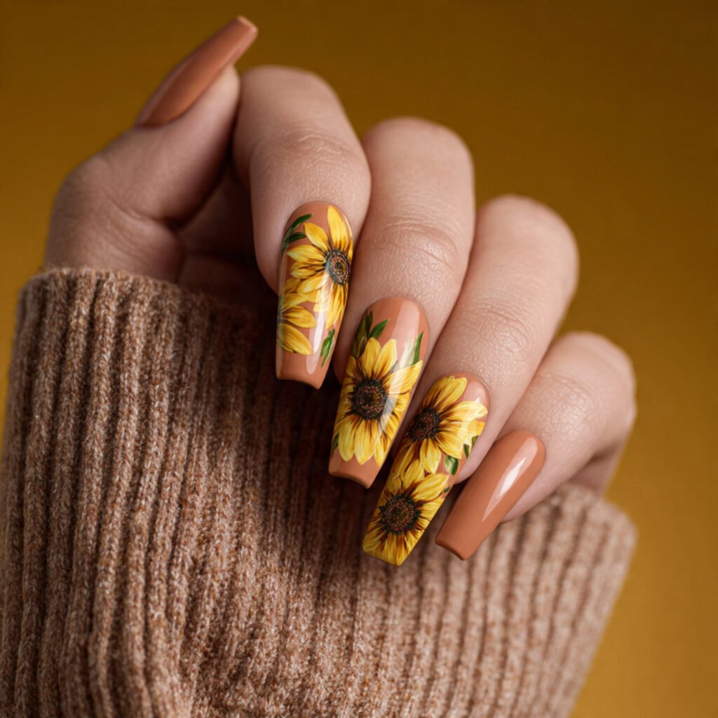 25 Spring Nails 2026 Ideas Flowers From Daisies to Dark Florals 9 Sunflower Nail Ideas for Spring 2026