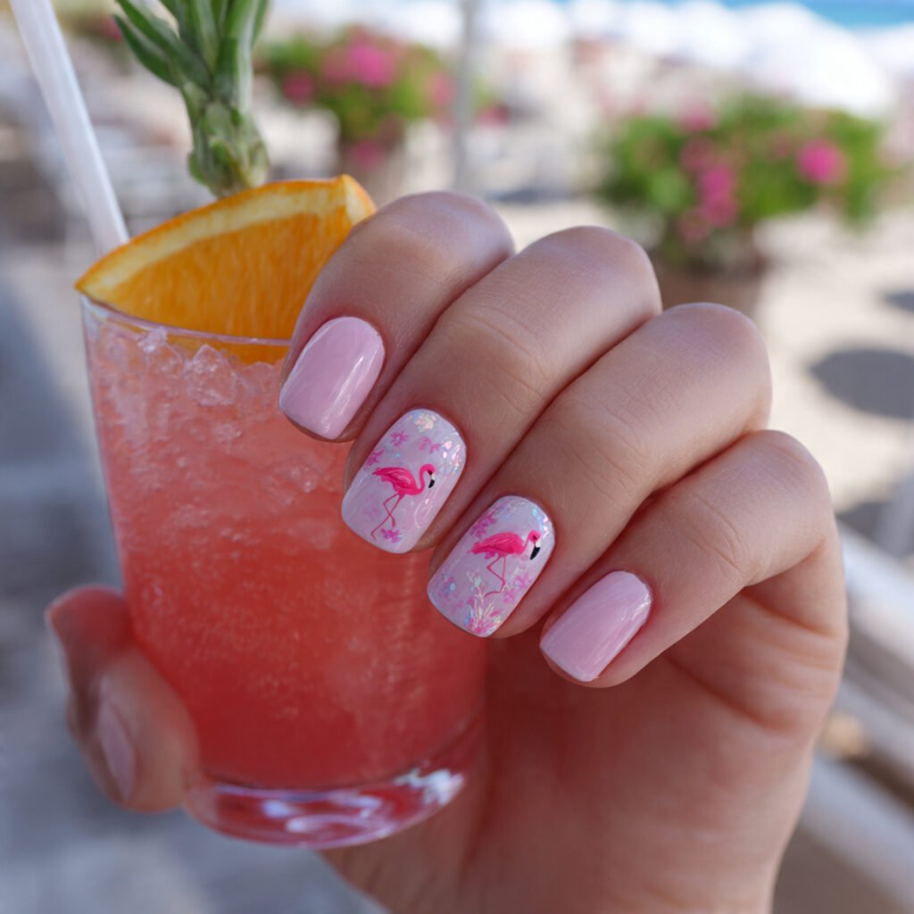 28 Top beach nail ideas: Stunning Designs for Summer 2026 23 Sweet Pink Flamingo Ideas