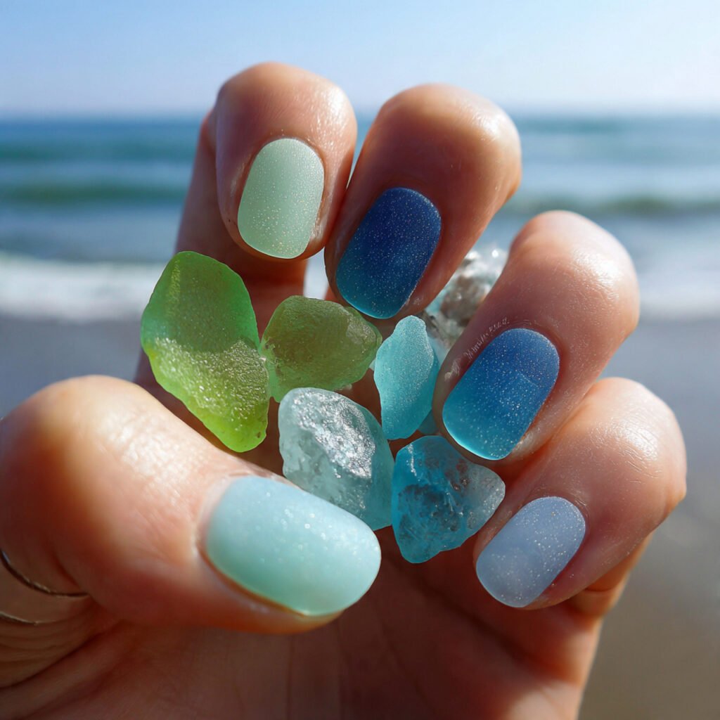 28 Top beach nail ideas: Stunning Designs for Summer 2026 21 Translucent Sea Glass Ideas
