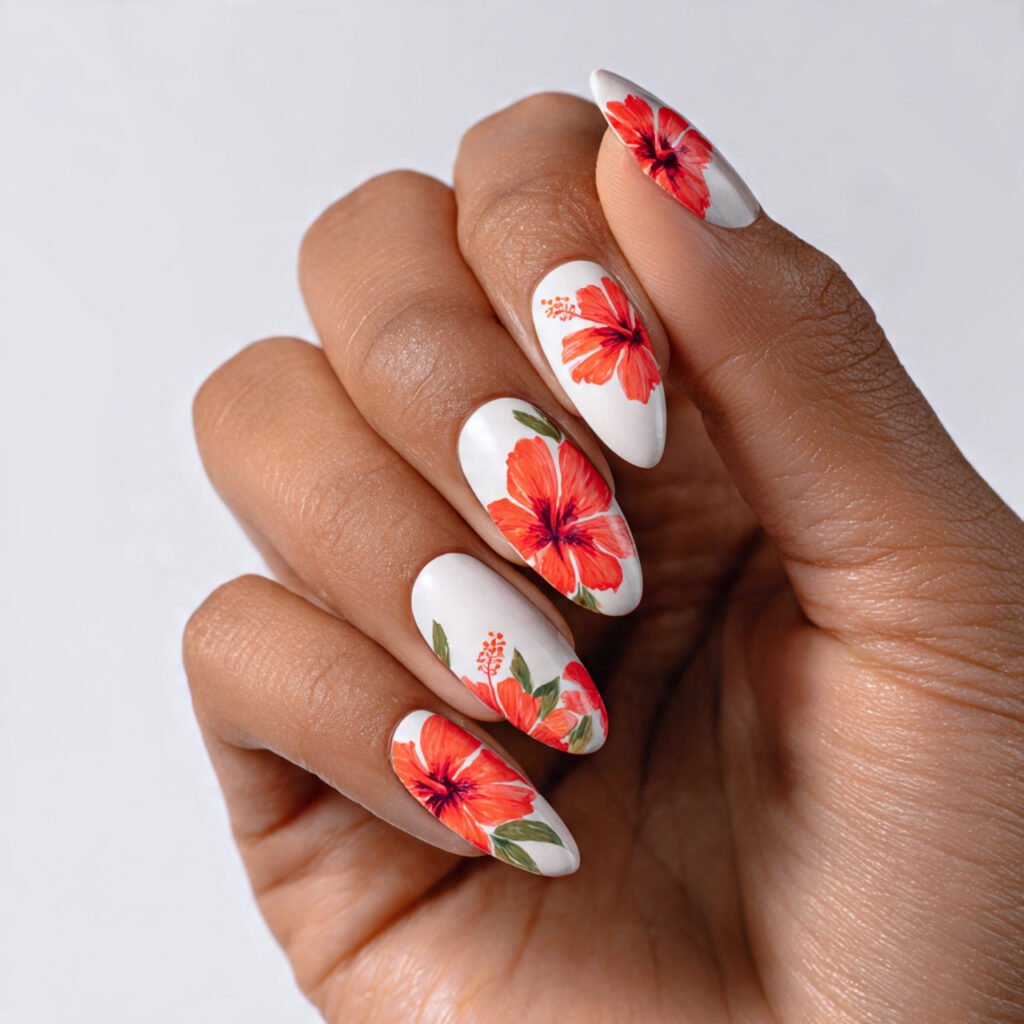 25 Spring Nails 2026 Ideas Flowers From Daisies to Dark Florals 18 Tropical Flower Nail Ideas for Spring 2026