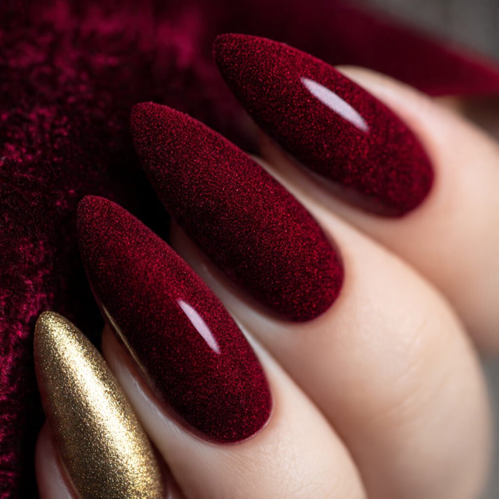 27 Holiday Nail Ideas That Will Make Your Festive Season Shine 11 Velvet Red Nail Ideas