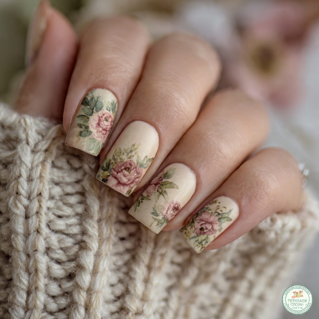 Vintage Floral Nails