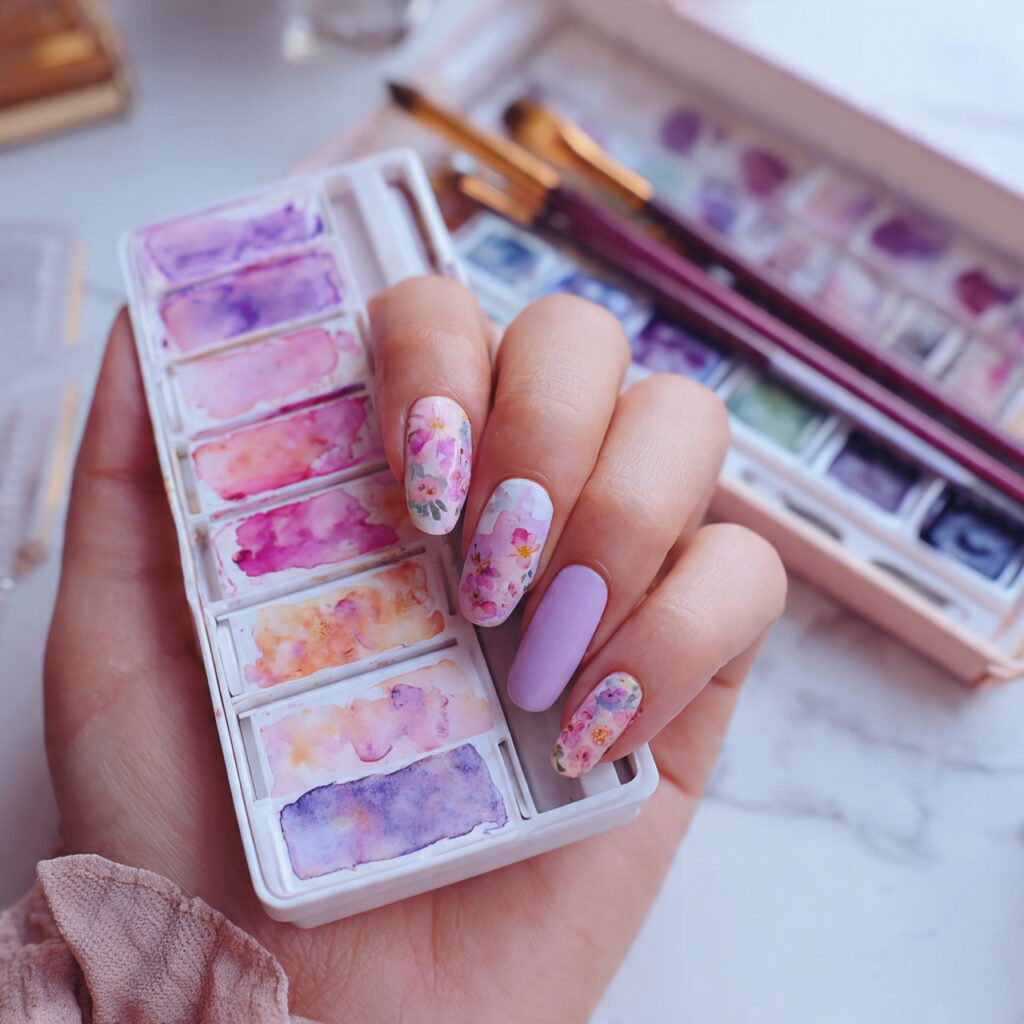 Watercolor Gel Nail Ideas for Spring