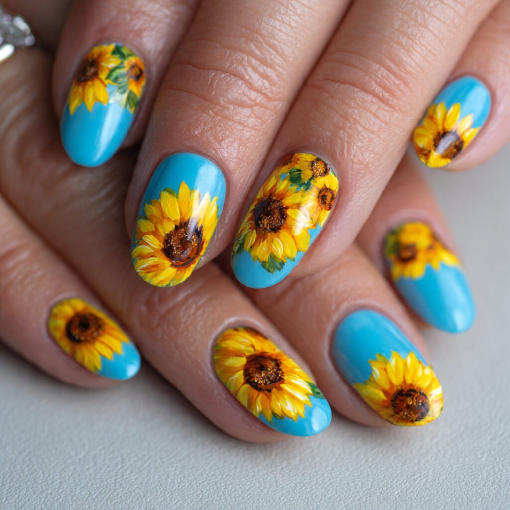 25 Gorgeous End of Summer Nail Ideas You Will Absolutely Love 10 Sunflower Nail Ideas