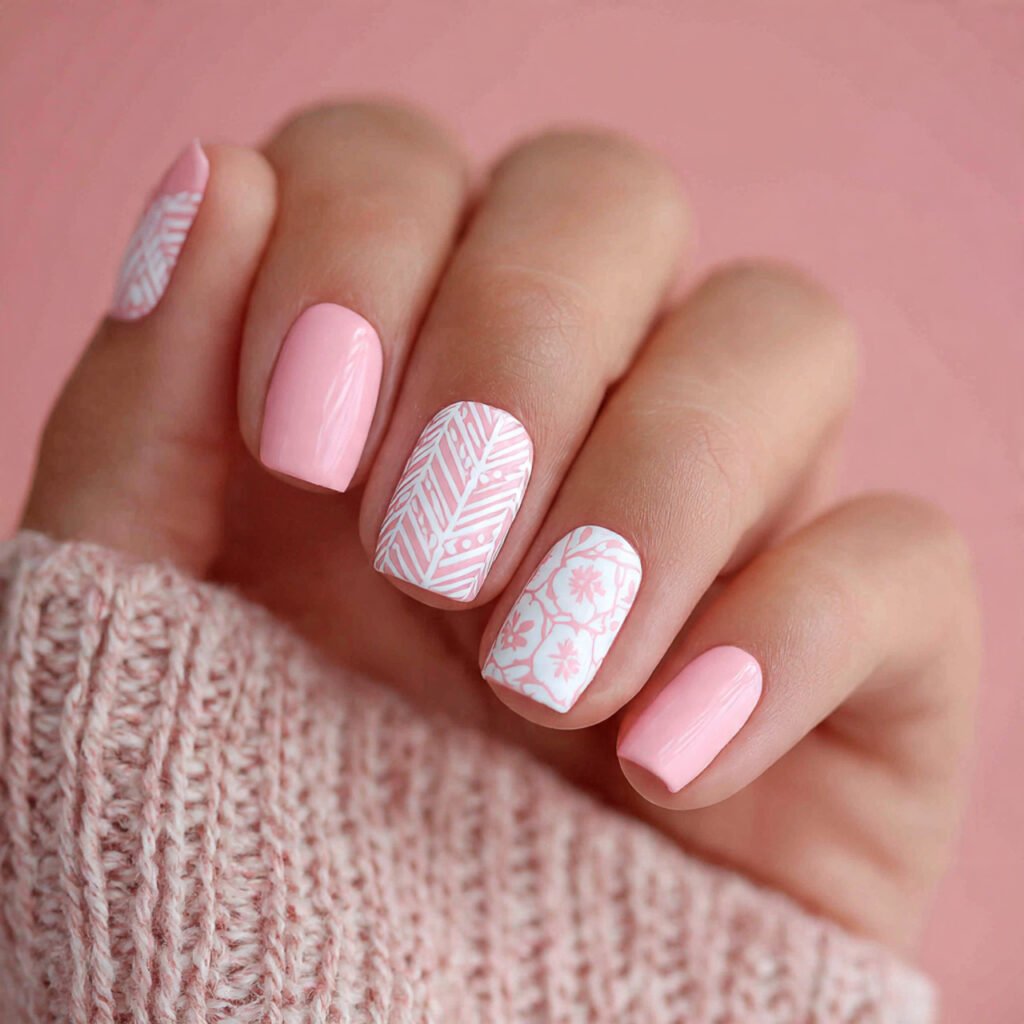 Pink and White Summer Nails